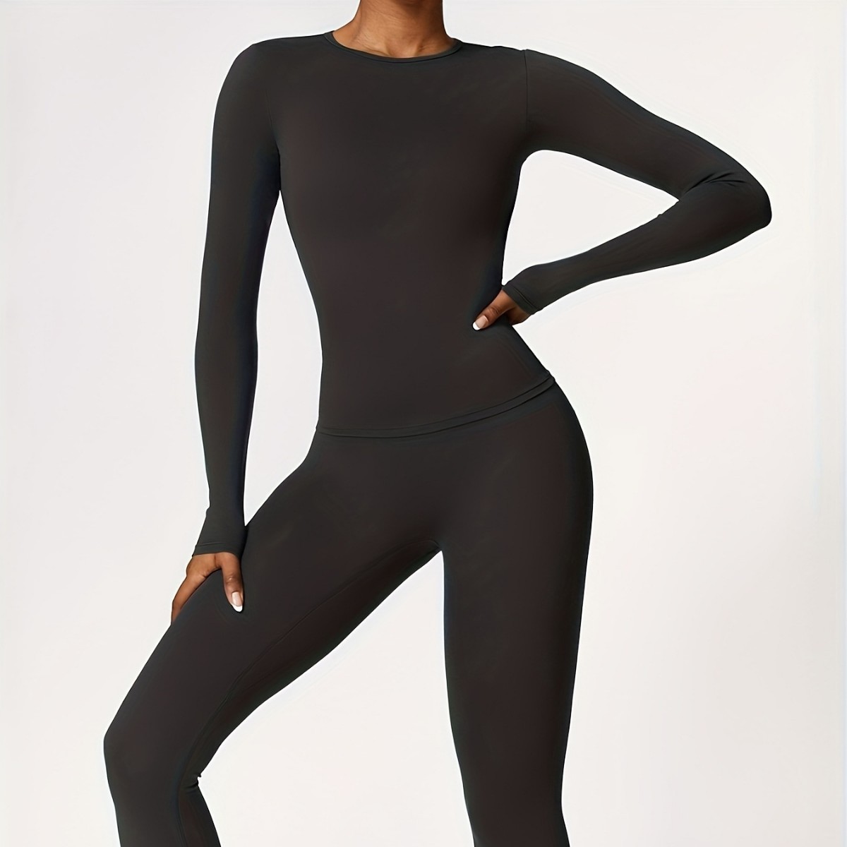 Winter Clothing For - بدلة يوجا ضيقة ذات أكمام طويلة