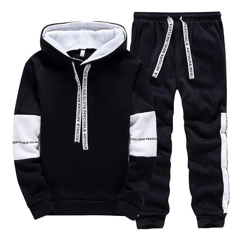 Winter Clothing For - بدلة رياضية رجالية باللونين الأسود والأبيض،