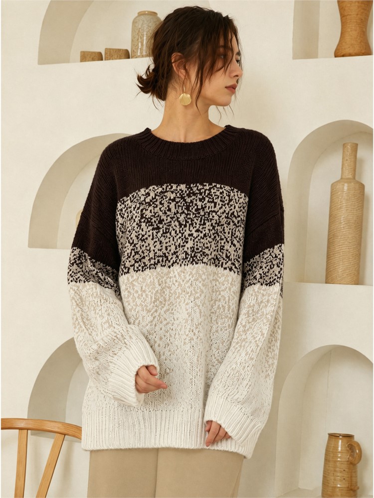 Winter Clothing For Plus Size Women - بلوزة نسائية محبوكة كاجوال للشتاء بأكمام