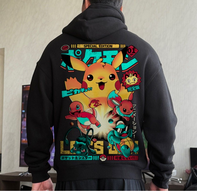 أسود المتضخم 4xl Pok É Mon لهب - مراجعة Winter Clothing In Japan وسعره