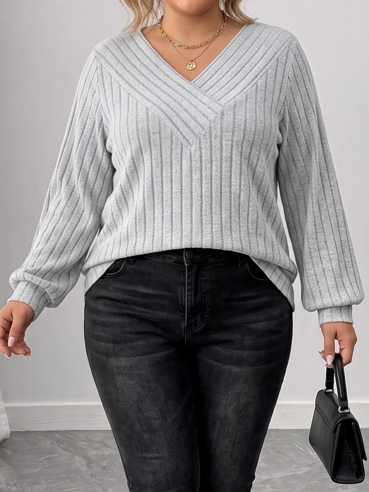 بلوزة نسائية محبوكة بأكمام طوي - مراجعة Winter Clothing For Plus Size Women وسعره