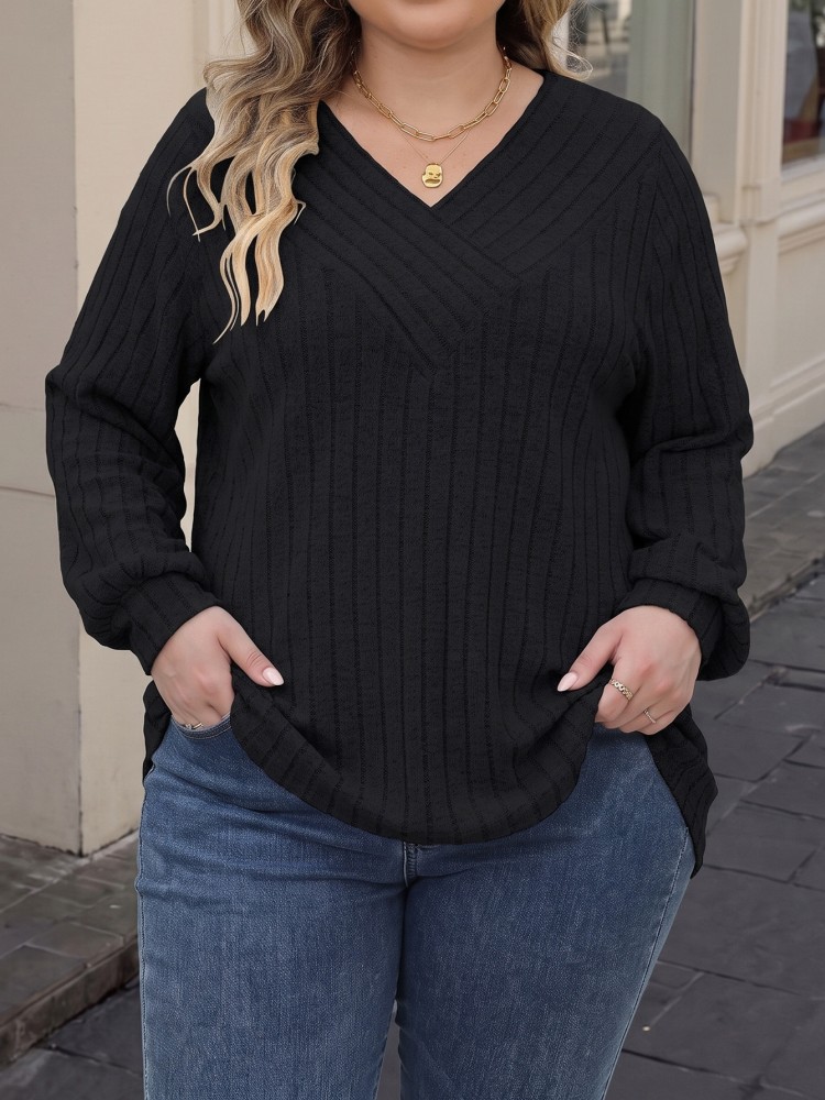 بلوزة نسائية محبوكة بأكمام طوي - مراجعة Winter Clothing For Plus Size Women وسعره