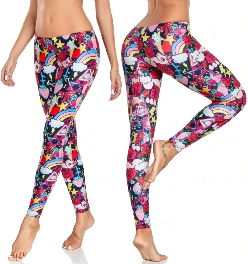 طماق نسائي ملون بطباعة قوس قزح - مراجعة Winter Yoga Clothing وسعره