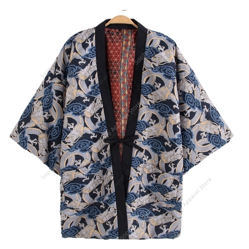 معطف هانتين مطبوع عليه تنين يا - مراجعة Traditional Winter Japanese Clothing وسعره